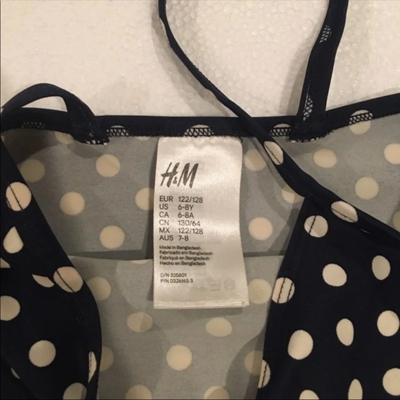 Girls Navy and White Polka Dot One Piece Swimsuit - Picture 3 of 5